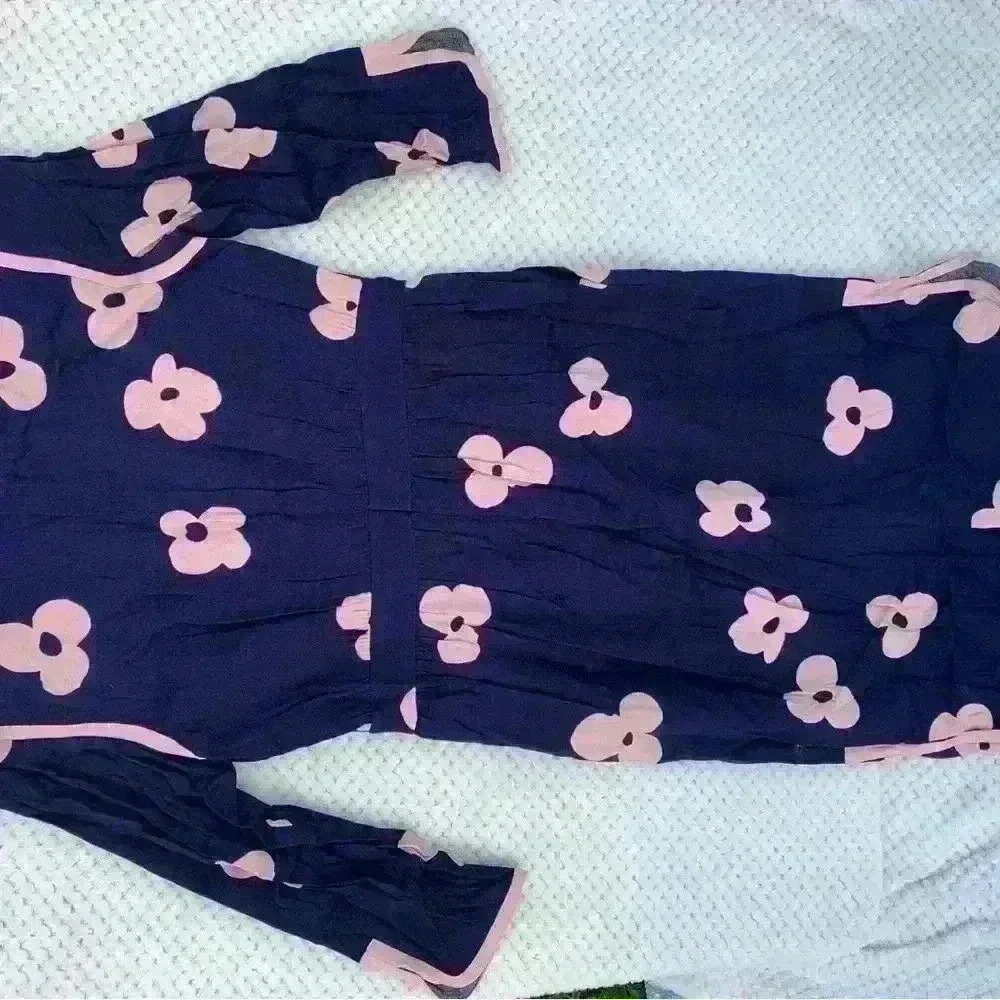 Boden Navy Dress with pink flowers sz 6 floral office business casual summer - Picture 8 of 9